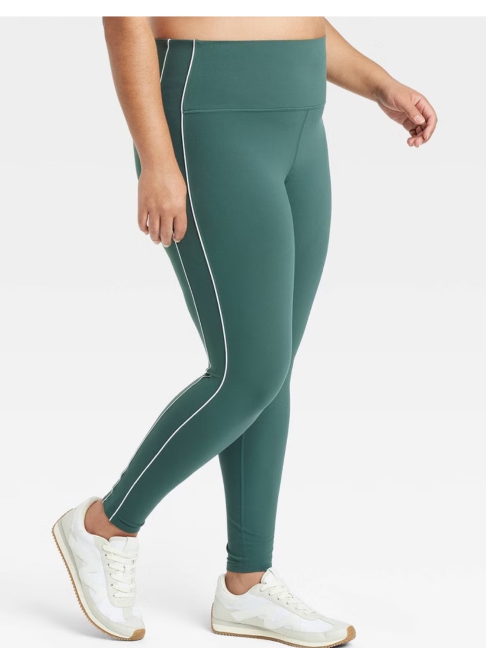 all in motion dark green High-Rise Leggings with White Side Piping